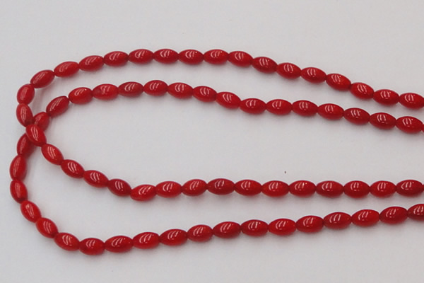 CCB133 15.5 inches 5*7mm rice red coral beads strand wholesale