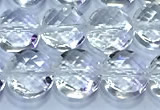 CCB1330 15 inches 8mm faceted coin white crystal beads