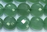 CCB1333 15 inches 8mm faceted coin green aventurine beads