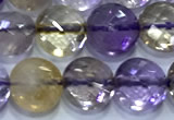 CCB1335 15 inches 8mm faceted coin ametrine beads