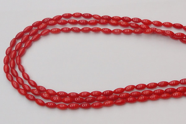 CCB134 15.5 inches 4*8mm rice red coral beads strand wholesale