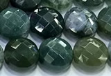 CCB1341 15 inches 8mm faceted coin moss agate beads