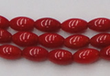 CCB135 15.5 inches 5*8mm rice red coral beads strand wholesale