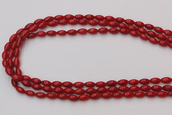 CCB135 15.5 inches 5*8mm rice red coral beads strand wholesale