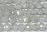 CCB1366 15 inches 4mm faceted coin white moonstone beads