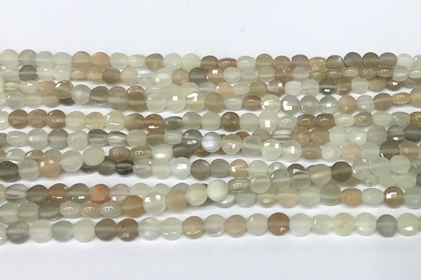 CCB1372 15 inches 4mm faceted coin moonstone beads