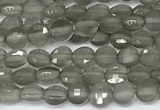 CCB1373 15 inches 4mm faceted coin grey moonstone beads