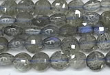 CCB1374 15 inches 4mm faceted coin labradorite beads