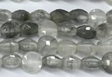 CCB1375 15 inches 4mm faceted coin cloudy quartz beads