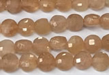 CCB1376 15 inches 4mm faceted coin sunstone beads