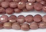 CCB1377 15 inches 4mm faceted coin pink wooden jasper beads