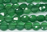 CCB1380 15 inches 4mm faceted coin green agate beads