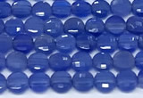 CCB1381 15 inches 4mm faceted coin blue agate beads