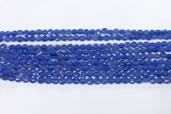 CCB1381 15 inches 4mm faceted coin blue agate beads