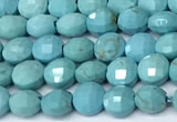 CCB1386 15 inches 4mm faceted coin turquoise beads