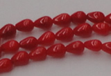 CCB139 15.5 inches 4*6mm teardrop red coral beads wholesale