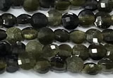 CCB1392 15 inches 4mm faceted coin obsidian beads