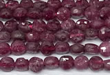 CCB1394 15 inches 4mm faceted coin ruby beads