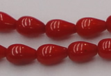 CCB140 15.5 inches 5*8mm teardrop red coral beads wholesale