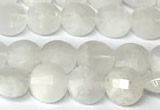 CCB1400 15 inches 6mm faceted coin white moonstone beads