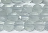 CCB1401 15 inches 6mm faceted coin aquamarine beads