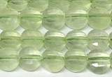 CCB1403 15 inches 6mm faceted coin prehnite beads