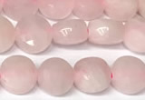 CCB1405 15 inches 6mm faceted coin rose quartz beads