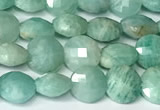 CCB1406 15 inches 6mm faceted coin amazonite beads