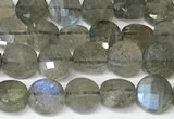 CCB1409 15 inches 6mm faceted coin labradorite beads