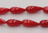 CCB141 15.5 inches 5*11mm teardrop red coral beads wholesale