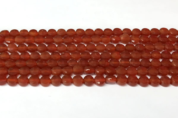 CCB1412 15 inches 6mm faceted coin red agate beads