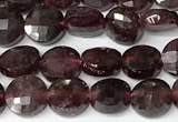 CCB1413 15 inches 6mm faceted coin red garnet beads