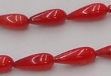 CCB142 15.5 inches 5*12mm teardrop red coral beads wholesale