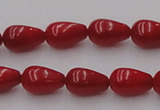 CCB143 15.5 inches 6*11mm teardrop red coral beads wholesale