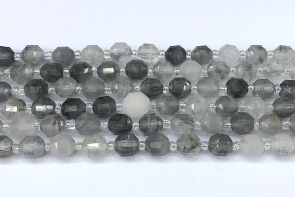 CCB1438 15 inches 7mm - 8mm faceted cloudy quartz beads