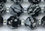 CCB1448 15 inches 7mm - 8mm faceted snowflake obsidian beads