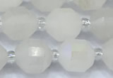 CCB1450 15 inches 9mm - 10mm faceted AB-color white phantom beads