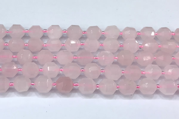 CCB1454 15 inches 9mm - 10mm faceted rose quartz beads