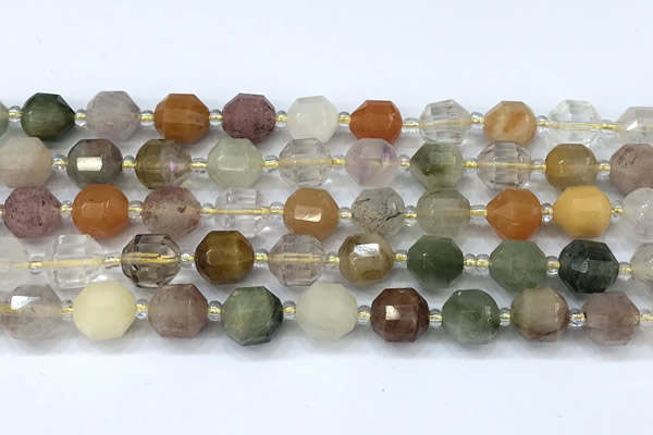 CCB1460 15 inches 9mm - 10mm faceted quartz beads