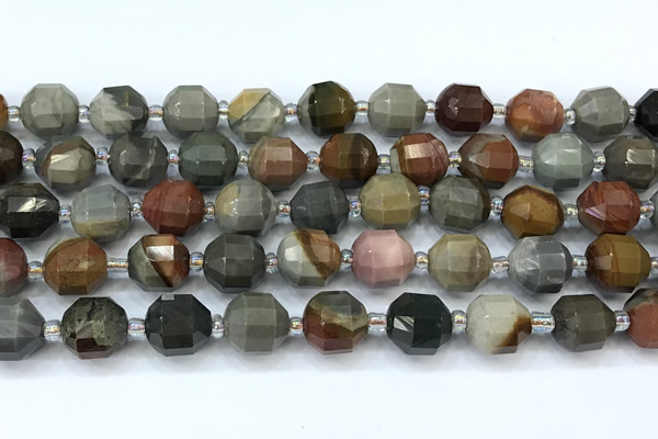 CCB1465 15 inches 9mm - 10mm faceted American picture beads