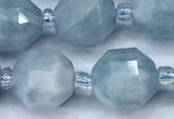 CCB1466 15 inches 9mm - 10mm faceted aquamarine beads