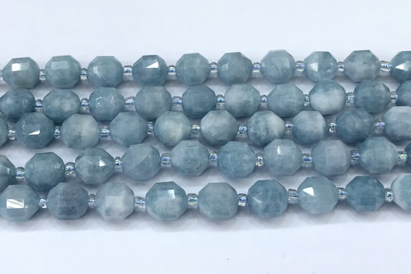 CCB1466 15 inches 9mm - 10mm faceted aquamarine beads