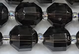 CCB1475 15 inches 9mm - 10mm faceted smoky quartz beads