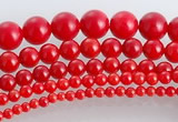 CCB15 5pcs 15.5 inches round shape red coral beads Wholesale