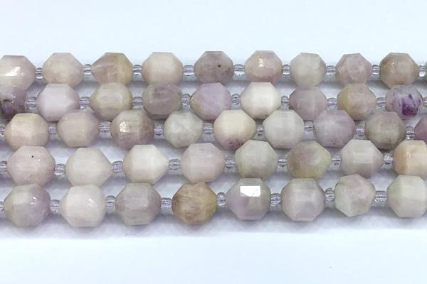 CCB1525 15 inches 9mm - 10mm faceted kunzite gemstone beads