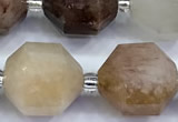 CCB1531 15 inches 11mm - 12mm faceted mixed rutilated quartz  beads