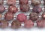 CCB1583 15 inches 5mm - 6mm faceted rhodonite gemstone beads