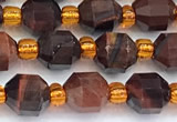 CCB1588 15 inches 5mm - 6mm faceted red tiger eye beads