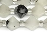 CCB1601 15 inches 10mm faceted black rutilated quartz beads