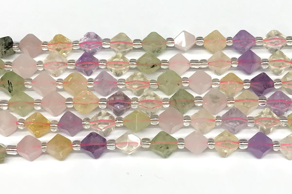 CCB1606 15 inches 10mm faceted mixed quartz beads